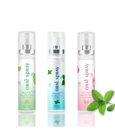3PCS Oral Breath Spray, Natural Fresh Fruit Breath Freshener Spray Bad Breath Treatment for Adults, Portable Mint Dry Mouth Spray Freshener for Bad Breath Oral Odor Care, 0.68 fl.oz/Bottle