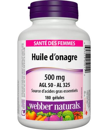 Webber Naturals Evening Primrose Oil 500 mg 180 Softgels Source of Omega-6 Essential Fatty Acids - Buy Online on GoSupps.com