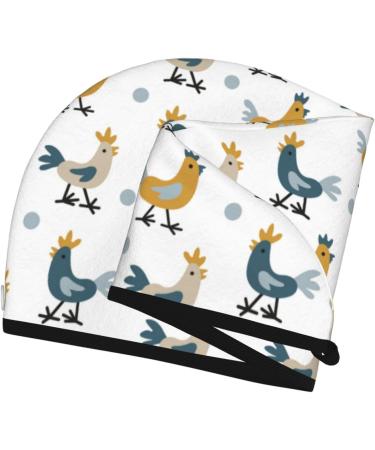 Farm Roosters Microfiber Hair Towel - Soft Super Absorbent Wrap for Women | Coral Velvet Quick Dry Cap for Long Curly & Thick Hair - Buy Online on GoSupps.com