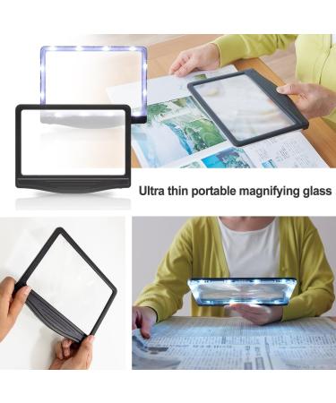 4X Large Ultra Bright LED Page Magnifier - Handheld Magnifier for Reading Seniors and Low Eyesight Person for Reading Small Fonts & Low Vision Seniors (Black) - Buy Online on GoSupps.com