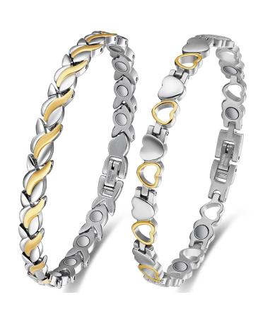 Cigmag 2PCS Magnetic Bracelets for Women Ultra Strength Magnet Titanium Steel Magnetic Brazaletes Set with Adjustable Tool and Gift Box for Mother's Day (Fishtail & Love) 2pcs Fishtail & Love - Buy Online on GoSupps.com