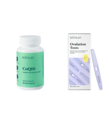 NATALIST Ovulation Tests Home Fertility Predictor Kit 10ct CoQ10 Ubiquinone 120 mg Daily Fertility Vitamin 60 Capsules Bundle