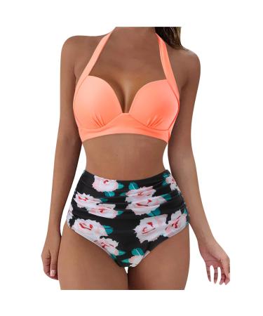 Women's Bikini Sets Pleated Bikini Swimsuits 2 Piece Swimwear Vintage 50s Brazilian Cheeky Swimming Bottom Bathing Suit Swimming Costume 3620-sgnbd-5-ag L