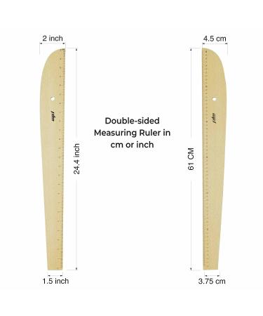 FDM 7 Piece Wooden Fashion Drawing Ruler Set for Tailors, Designers, and Pattern Makers - Curved and Straight Ruler Models - Textile Wooden Riga Ruler Miter Set with Wooden Box - Buy Online on GoSupps.com