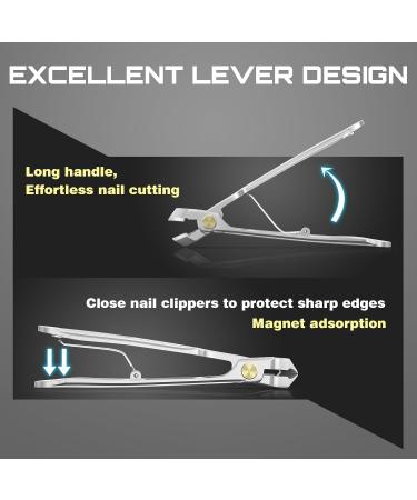 Precision Nail Clippers Set - Ergonomic Toenail & Nail Clippers for Men Women Elderly | Anti-Splashing Ideal for Thick Nails | Perfectly Groomed Silver Nail Cutter - Buy Online on GoSupps.com