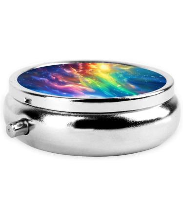 Colorful Nebula Portable Pill Box - 3-Compartment Metal Organizer for Small Pills | Travel Essential | Hinged Design | International Shipping Available - Buy Online on GoSupps.com