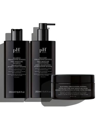 PH Labs Moisturizing and intense hydrating Set - Deep Moisturizing Shampoo and Conditioner with Hydrating Hair Mask for Damaged and Dry Hair - 3 Piece Kit