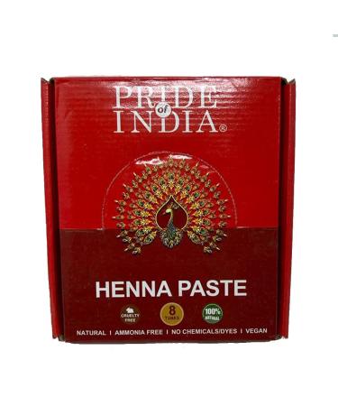 Pride Of India - Henna Paste 4 Cones + 4 Cones FREE - 1.25oz each Large Tube - NEW - 100% Natural Plant Based - NO Chemicals/Dyes - Cruelty Free - Amazing Value Kid Friendly - Use like a Pen - Temporary Coloring Product - Washes away in 10-12 Days 8 Count