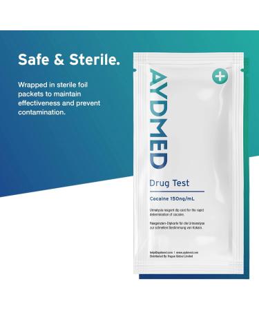 Aydmed 10-Pack Cocaine Rapid Drug Test Dip Cards | 150ng/mL Cut-Off Level | Urine Test for Coke, Crack | Professional Drug Tests - Buy Online on GoSupps.com