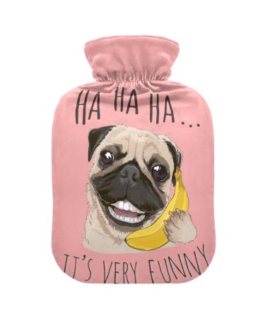 Heat bottle with cover 1 l of durable warm-up bag for hand feet shoulder and neck pain cramps heating press and heat therapy pattern of funny dogops yellow banana