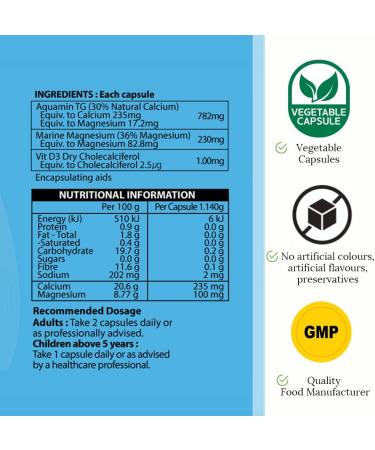 Hi Well Premium Natural Calcium + Magnesium & Vitamin D - 120 Vegetarian Capsules - Buy Online on GoSupps.com