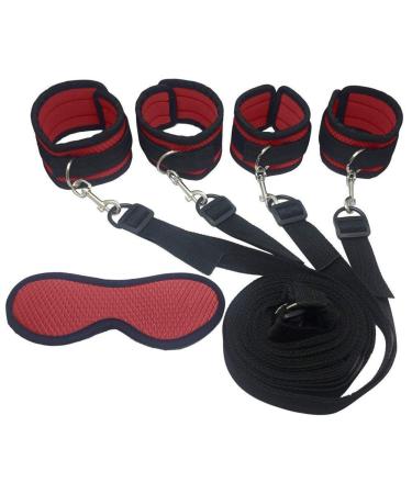 Soft Sleep Eye Mask Blindfold with Bed Strap Kit Dark Red