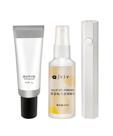 Strong Solid Nail Glue UV Nail Gel - UV Nail Glue Kits Solid Gel for Nails Long-Lasting Easy Application for Nail Salon