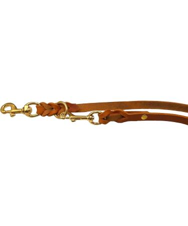 Premium Dogeleine Fat Leather Brass Leash for Small & Large Dogs | Adjustable 2m-5m | Durable Double Linen Design (Cognac) - Buy Online on GoSupps.com