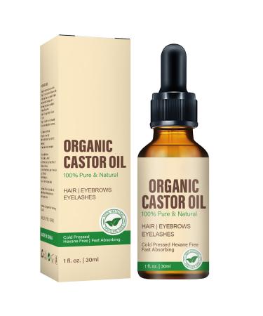 Castor Oil For Hair Growth- 30ml Cold Pressed Castor Oil For Eyelashes And Eyebrows With Eyelash Brush Skin Care Ricin Oil For Dry Damaged Hair And Growth