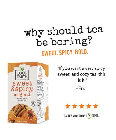 Good Earth Sweet & Spicy Herbal & Black Tea - 18 Count Tea Bags (Pack of 6) - Premium Flavor - Buy Online on GoSupps.com