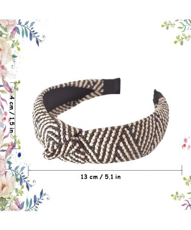 Ycfish Rattan Knotted Braided Headband for Women and Girls - B-Black & White | Bohemian Hair Accessories - Buy Online on GoSupps.com