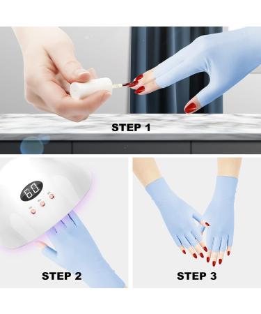 Arqumi UV Gel Nail Lamp Dryer Protection Gloves - 2 Pairs | Gel Manicure Fingerless Anti-UV Gloves for Nail Art - Cyan - Buy Online on GoSupps.com