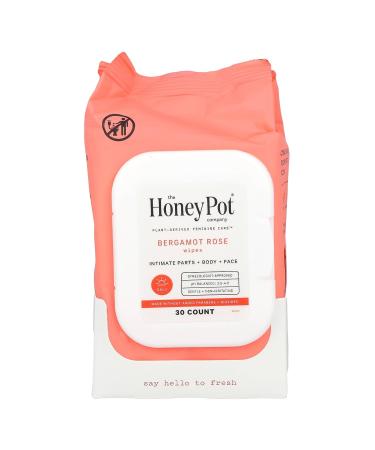 Honey Pot Company Bergamot Rose Wipes - 30 Count | Natural Feminine Care | Eco-Friendly & pH Balanced - Buy Online on GoSupps.com