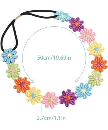 TSHAOUN 3 Multicolor Daisy Flower Headband Multi Colour Daisy Chain Elasticated Headband Fashion Floral Headbands Festival Hair Accessories for Festival Party Favor Wedding Party (3 Multicolor) - Buy Online on GoSupps.com
