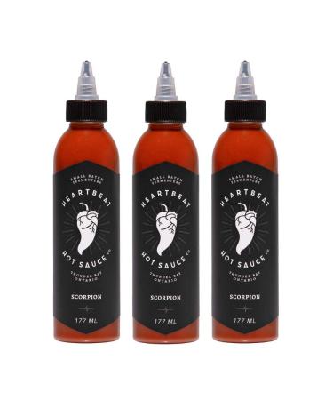 Heartbeat Hot Sauce - Scorpion 177ml - Small Batch & Handmade Vegan Gluten Free Preservative Free Featured on Hot Ones Season 13 (3 pack) 177 ml (Pack of 3)