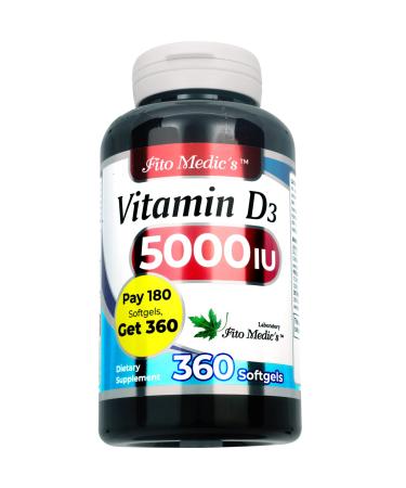 FITO MEDIC'S Lab - Vitamin d - 5000 IU of - Vitamin d3-360 Softgels - Vitamin d3 5000 iu - for Bone Teeth Muscle and Immune Health Support Ultra high Absorption vitamina d3.