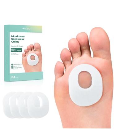 Welnove 84pcs Callus Pad with Water-Resistant Self-Stick Adhesive Protects Foot Heel and Toes from Rubbing and Friction Pain Relief from Shoe Pressure- White