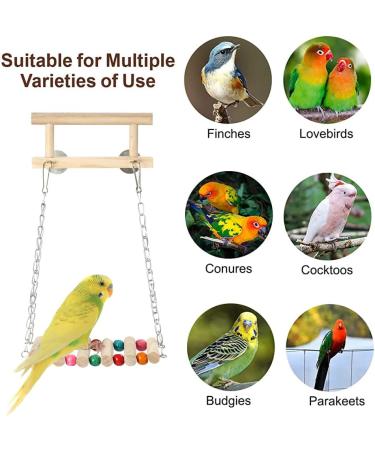 Bird Perches Cage Toys Parrot Wooden Platform Exercise Stands with Wood Swing Ferris Wheel Chewing for for Parakeet Conure Cockatiel Budgies Hummingbird (Style C) - Buy Online on GoSupps.com