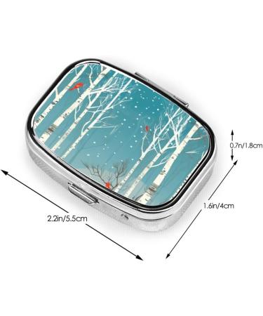 Merry Christmas Birch Tree Printed Pill Box | Portable Medicine Organizer for Travel - Buy Online on GoSupps.com