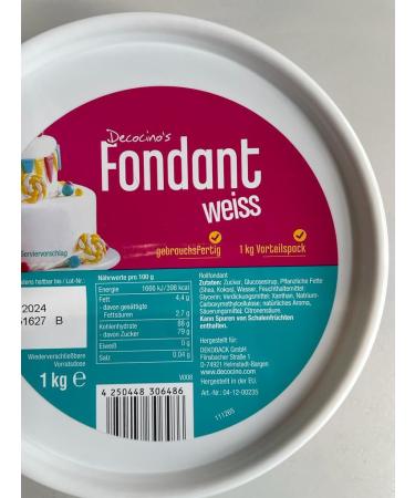 DECOCINO Fondant White 1kg Value Pack - Vegan Palm Oil Free for Cake Decorating Tarts & Cake Pops - Buy Online on GoSupps.com