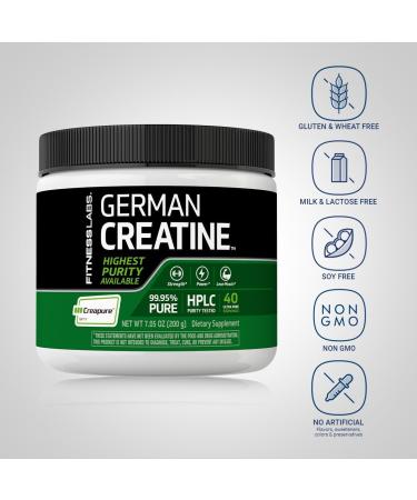 Fitness Labs German Creatine Powder | 7.05 oz | 39 Servings | Pure Monohydrate Supplement for Optimal Performance - Buy Online on GoSupps.com