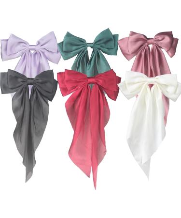 MOUOGO Silky Satin Hair Bows Oversized Long Tail for Women Girls Mujeres - Aesthetic Hair Accessories for Coquette and Mo os Large Ribbon Barrettes with Metal Clips Ni as' Hairstyles - Buy Online on GoSupps.com