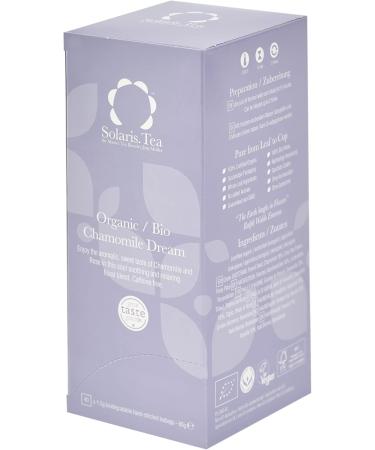 Solaris Tea - Organic Chamomile Dream | 100% Organic Whole Leaf Tea | Certified Vegan | 40x Biodegradable Stitched Teabags (1 x 60 g) - Buy Online on GoSupps.com
