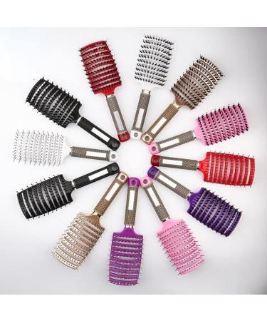 Hair Brush Scalp Massage Comb Hairbrush Bristle Nylon Women Wet Curly Detangle Hair Hairdressing Styling Tools Brush for Salon Black - Buy Online on GoSupps.com