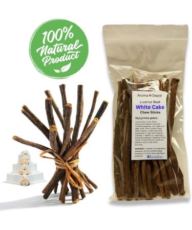 Aroma Depot White Cake Flavored Licorice Root Chew Sticks - 4 oz. for Oral Health 100% Pure Natural 6.5-7 inches Long - Buy Online on GoSupps.com
