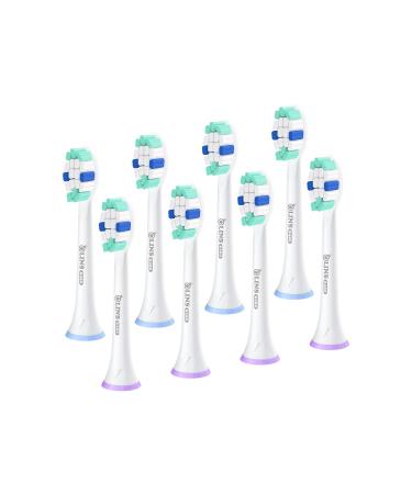 Replacement Heads for Philips Sonicare Brush Head Compatible with Phillips Sonicare Toothbrush Snap-on Handles 8 Pack White-08 1 Count (Pack of 8)