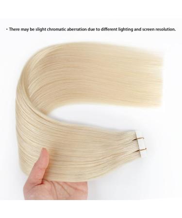 Amazing Beauty Hair Tapes Extensions - Remy Human Hair 50g 20 Pieces Invisible Skin Weft Reusable Platinum Blonde #60 55 cm - Buy Online on GoSupps.com