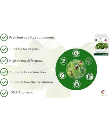High Strength Ginkgo Biloba Capsules with B Vitamins - 2000mg Equivalent - Vegan Friendly - Buy Online on GoSupps.com