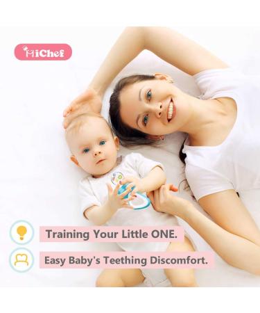 Food Feeder Baby Fruit Feeder Pacifier (2 Pack) with 3 Different Sized Silicone Pacifiers Infant Teething Toy Silicone Teether and Squeeze Baby Food Dispensing Spoon Baby First Feeding Set by MICHEF - Buy Online on GoSupps.com