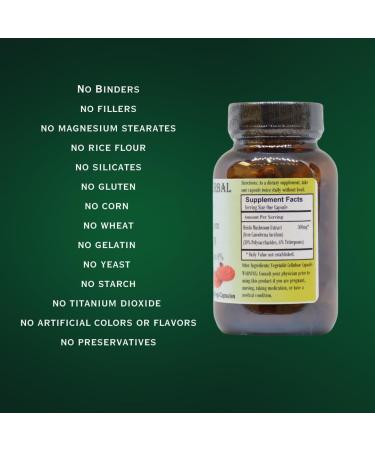 Barlowe's Herbal Elixirs Reishi Mushroom Extract Supplement | Red Reishi | Ganoderma Lucidum |30% Polysaccharides| 6% Triterpenes | 500mg | 60 Veggie Capsules - Buy Online on GoSupps.com