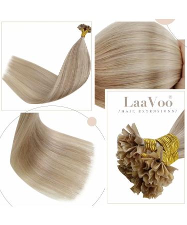 LAAVOO SONVOON Real Hair U Tip Extensions - Ashblond Keratin Bonding 50g | Hot Fusion #18/613 - 50 cm | Premium Quality Real Hair Extensions for Blonde Highlights - Buy Online on GoSupps.com