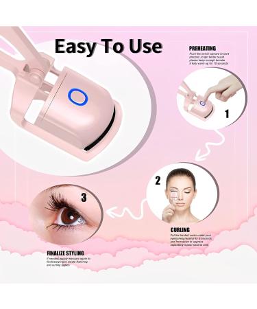 Rechargeable Heated Eyelash Curler - 2 Heating Modes - Quick Natural Curling - Long Lasting Pink Curler - Buy Online on GoSupps.com