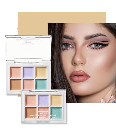 Color Correcting Concealer Palette 6 Colors Lightweight Smooth Correcting Contour Cream Makeup Palette (Color 01) Color F0601