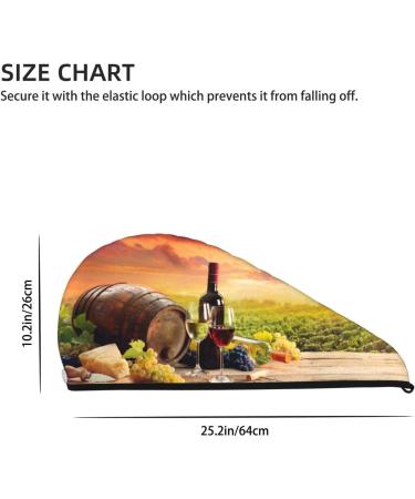 Hair Towel Wrap for Quick Drying | Buttoned Turban & Head Towel | Red Wine Glasses Design - Buy Online on GoSupps.com