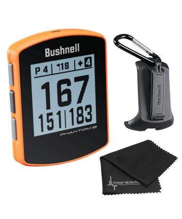 Bushnell Phantom 2 GPS Rangefinder with BITE Magnetic Mount and GreenView with Wearable4U Ultimate 3 Golf Tools Bundle Orange+Lens Cloth