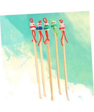 Healifty 12pcs Wooden Ear Pick Set - Ear Wax Removal Tools with Metal Cleaner - Adorable Cartoon Design for Children - Ear Cleaning Supplies - Buy Online on GoSupps.com