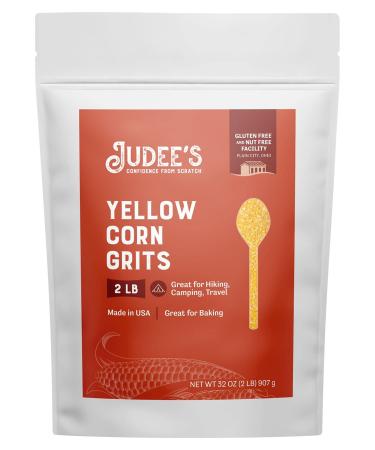 Judees Yellow Corn Grits 2 lb - Just One Ingredient - Old-Fashioned Grits - Quick and Easy Breakfast Cereals - Great for Baking, Camping, and Hiking - Gluten-Free, and Nut-Free Yellow Corn 2 Pound (Pack of 1)