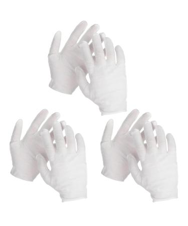 DSLSQD Cotton Gloves 3 Pairs White Cotton Gloves for Dry Hands Moisturizing Eczema Washable Cotton Gloves for Men and Women Guard Parade Jewellery Film Photo Coin Inspection Hand Spa (L)