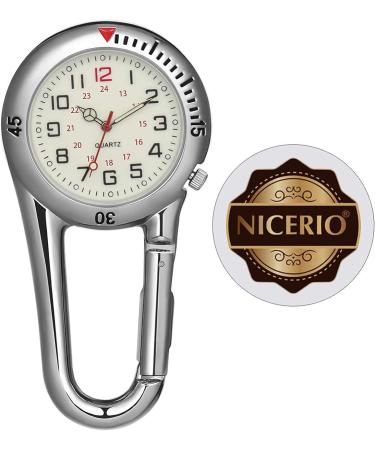 NICERIO Outdoor Carabiner Watch with Glow in The Dark Clip - White Pocket Watch for Rock Climbing & Mountaineering - Buy Online on GoSupps.com