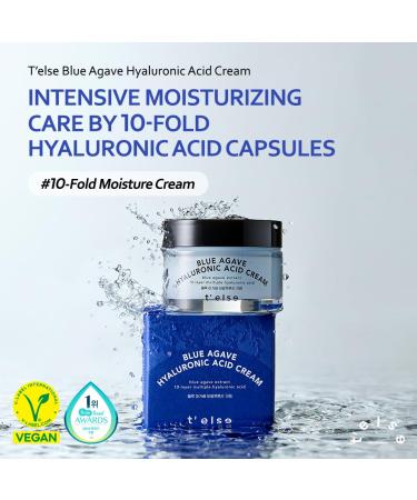 T ELSE Blue Agave Hyaluronic Acid Cream - Hypoallergenic Extra Moisturizing Face Cream 1.7 oz | Deep Hydration Clean Ingredients Korean Skin Care - Buy Online on GoSupps.com